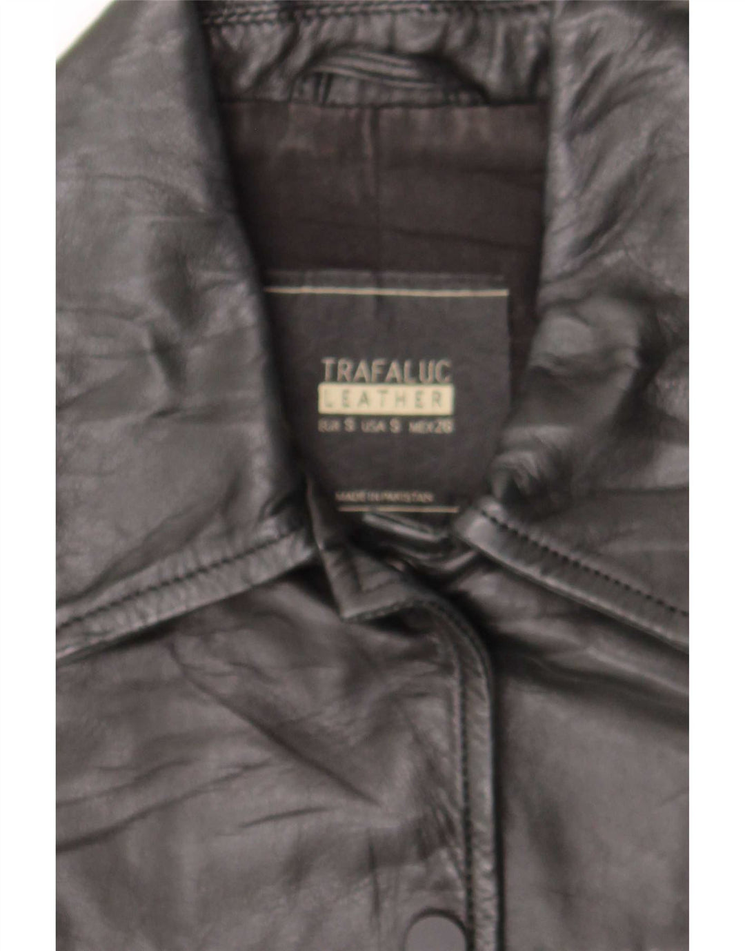 Trafaluc Womens Biker Leather Jacket UK 10 Small Black Leather