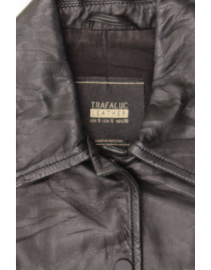 Trafaluc Womens Biker Leather Jacket UK 10 Small Black Leather