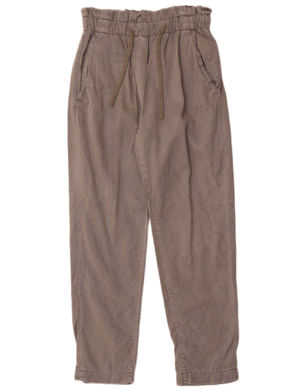 Zara Pantalon décontracté taille haute fuselé pour femme XS W24 L27 Gris Lyocell