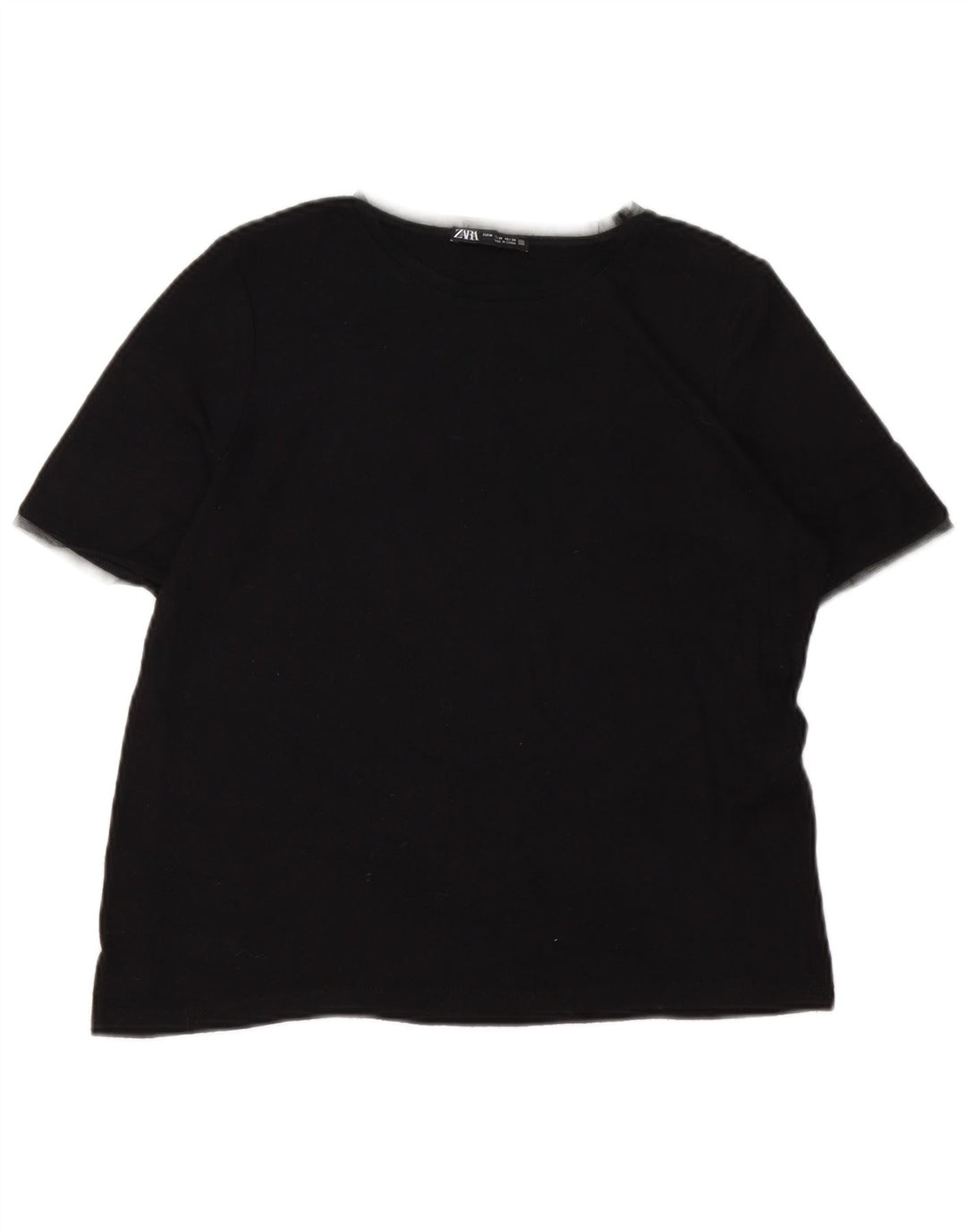 Zara Womens T-Shirt Top UK 12 Medium Black Viscose