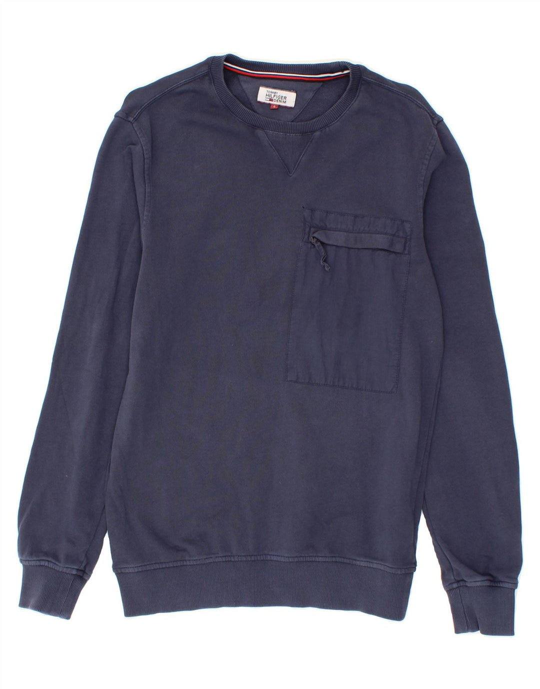 TOMMY HILFIGER Mens Sweatshirt Jumper Small Navy Blue Cotton Vintage Tommy Hilfiger and Second-Hand Tommy Hilfiger from Messina Hembry 