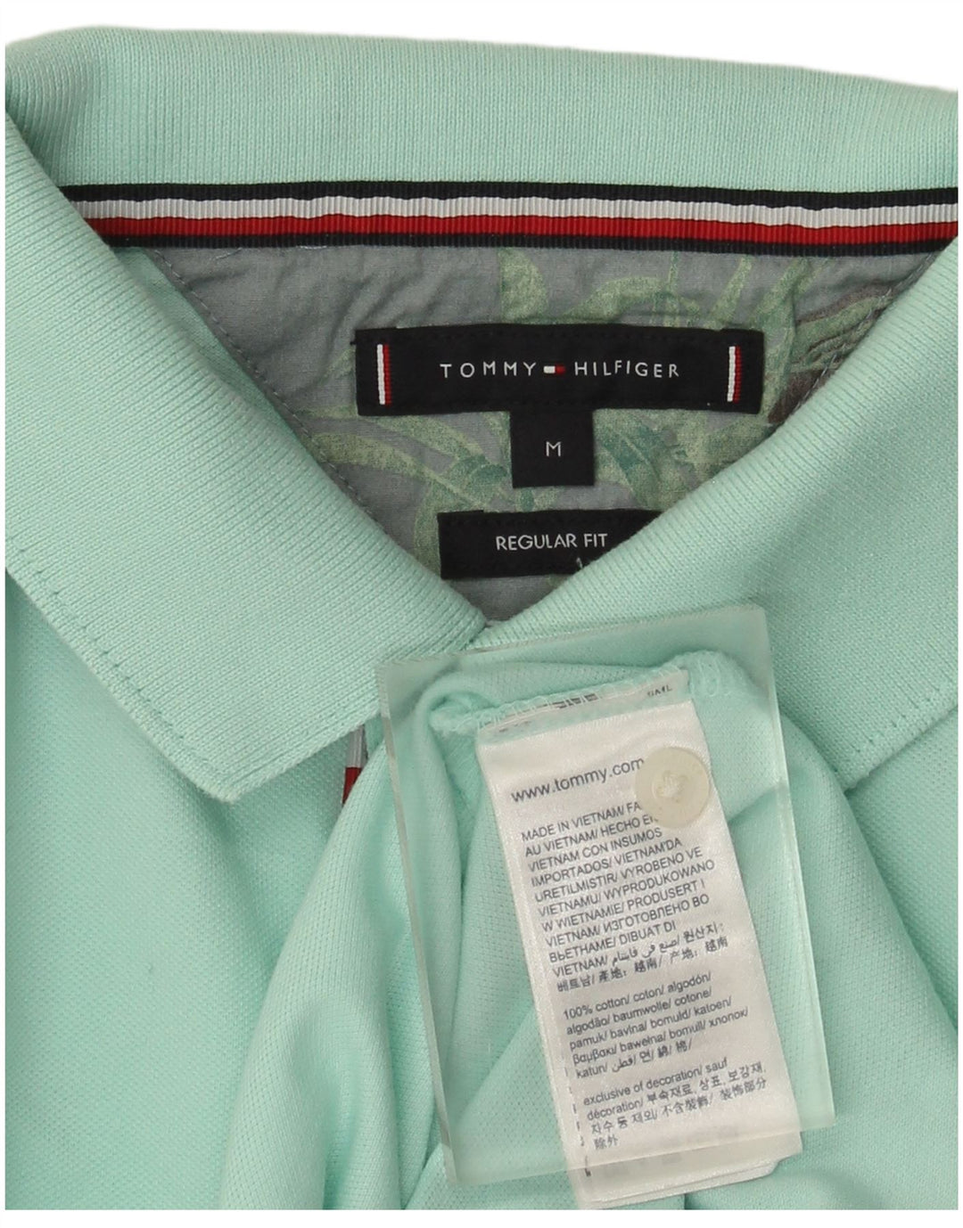 Tommy Hilfiger Mens Regular Fit Polo Shirt Medium Turquoise Cotton