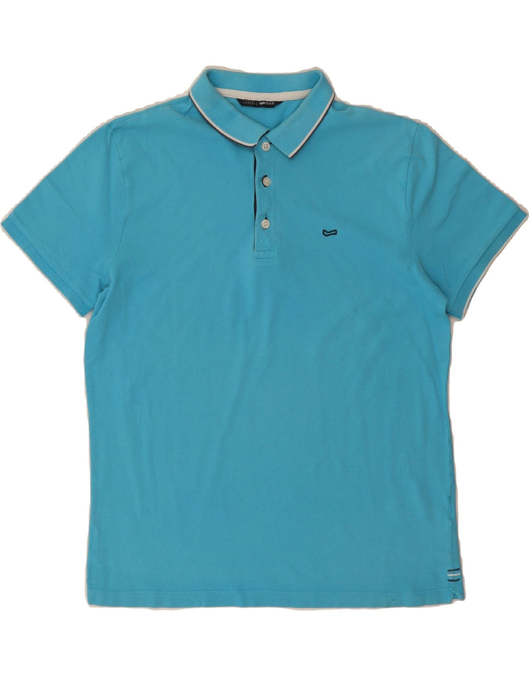 GAS Mens Polo Shirt Large Blue Cotton Vintage Gas and Second-Hand Gas from Messina Hembry 