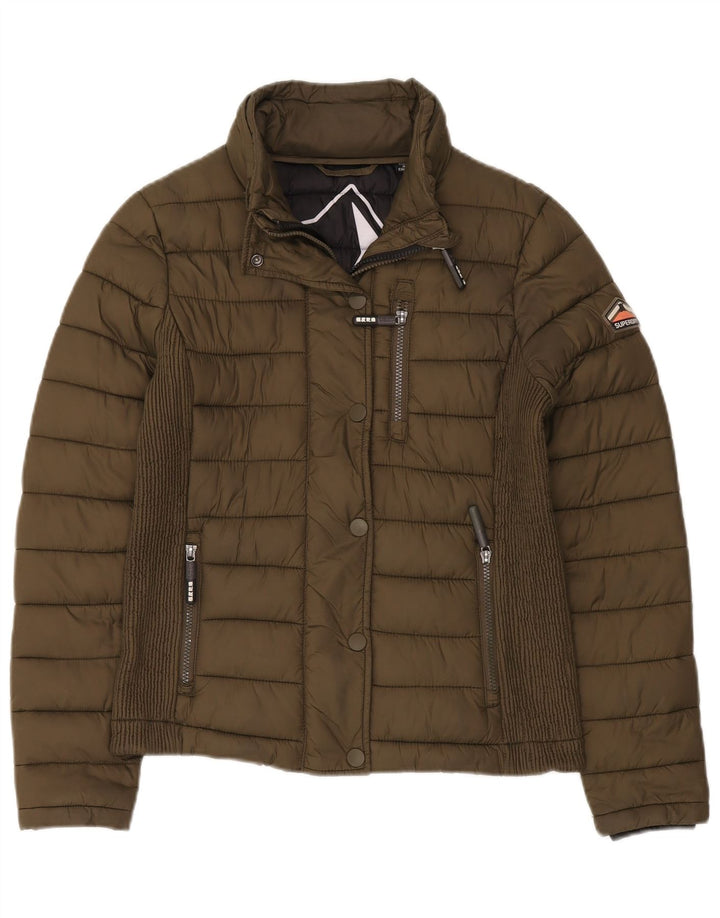 Superdry Womens Padded Jacket UK 12 Medium Khaki Nylon