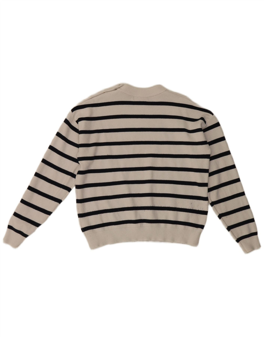Marks & Spencer Womens Crew Neck Jumper Sweater UK 14 Medium White Striped