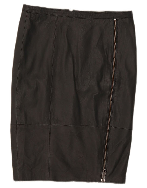 MINT VELVET Womens Leather Pencil Skirt UK 8 Small W28 Black