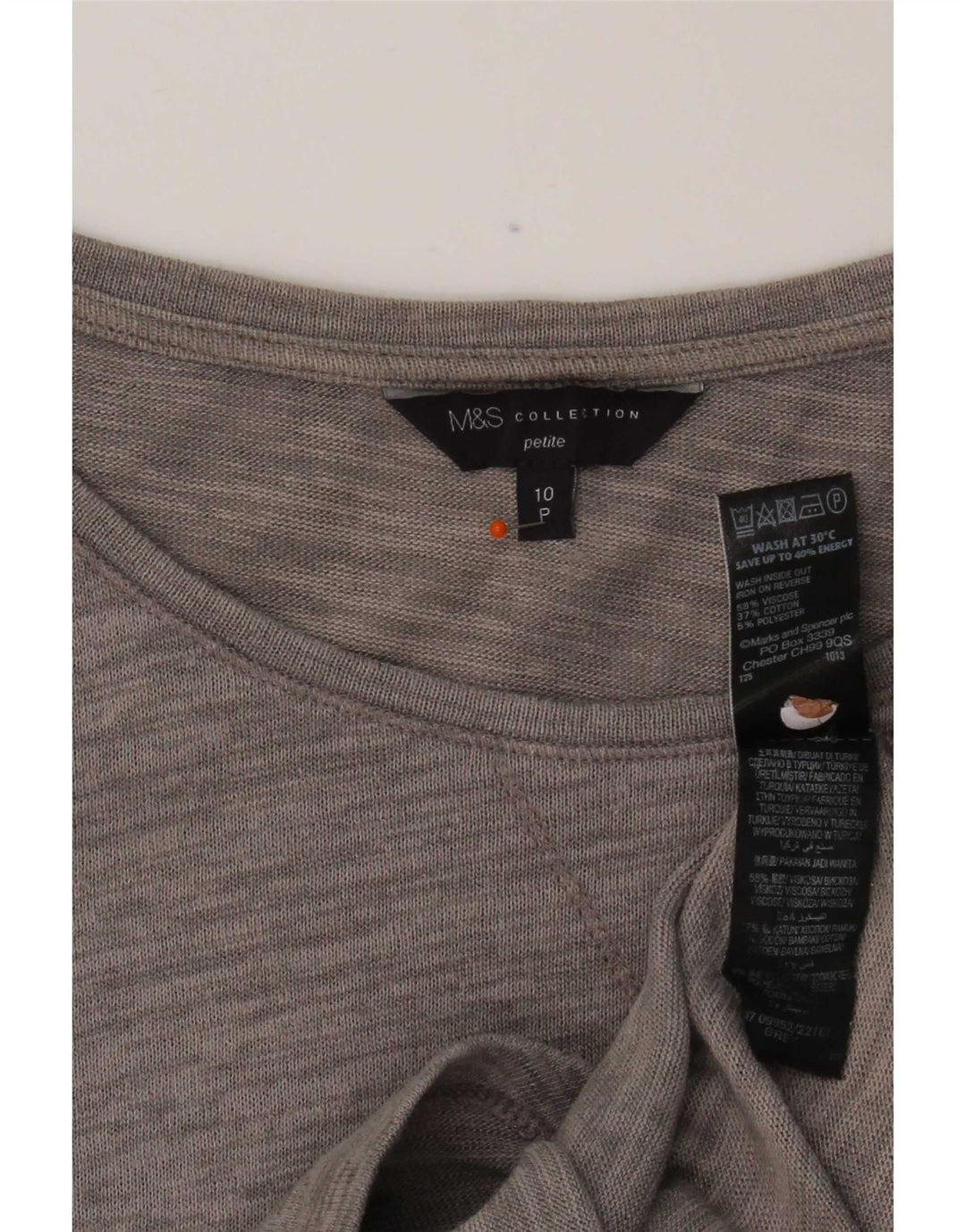 Marks & Spencer Womens Top 3/4 Sleeve UK 10 Small Grey Flecked Viscose