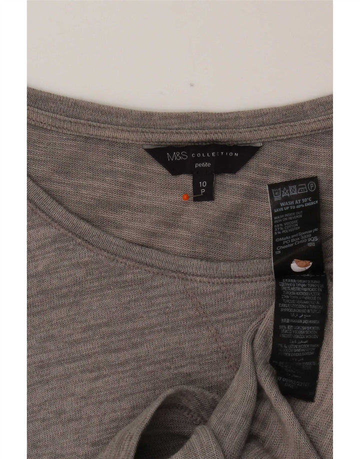 Marks & Spencer Womens Top 3/4 Sleeve UK 10 Small Grey Flecked Viscose