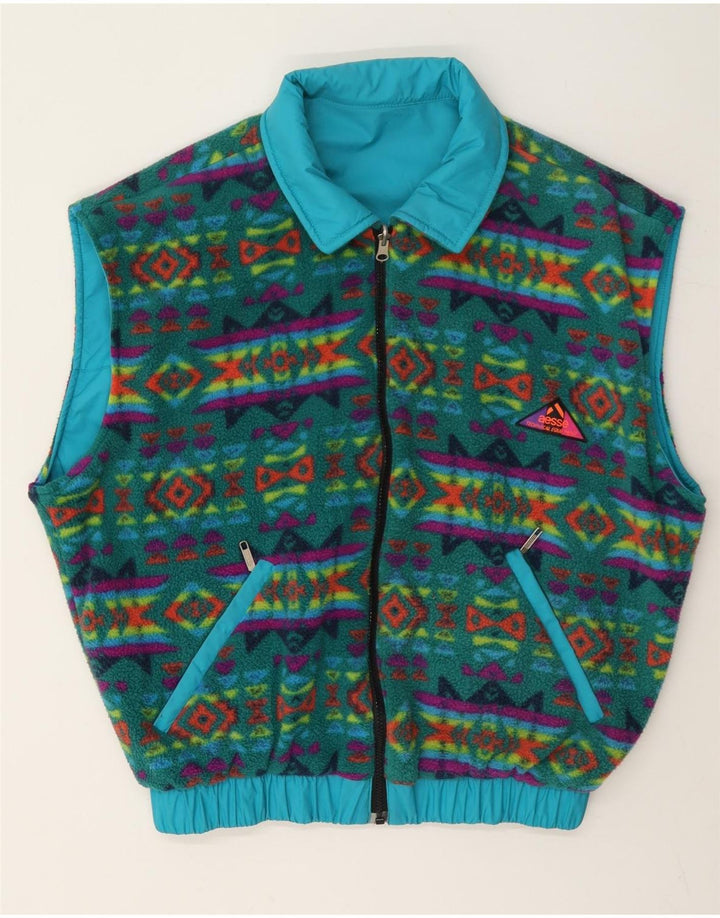 Aesse Mens Loose Fit Reversible Gilet UK 38 Medium Blue Geometric Polyamide