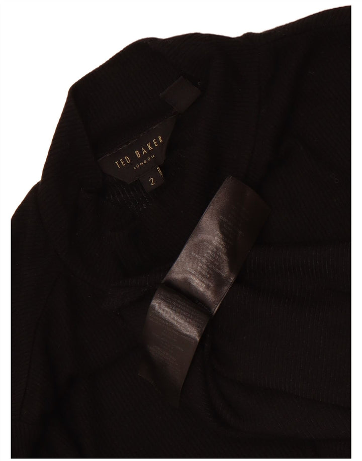 Ted Baker Damen-Top mit langen Ärmeln, Größe 2, S, schwarze Viskose