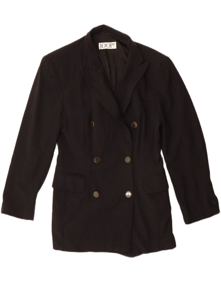 Joop Womens Double Breasted Blazer Jacket IT 42 Medium Black Virgin Wool