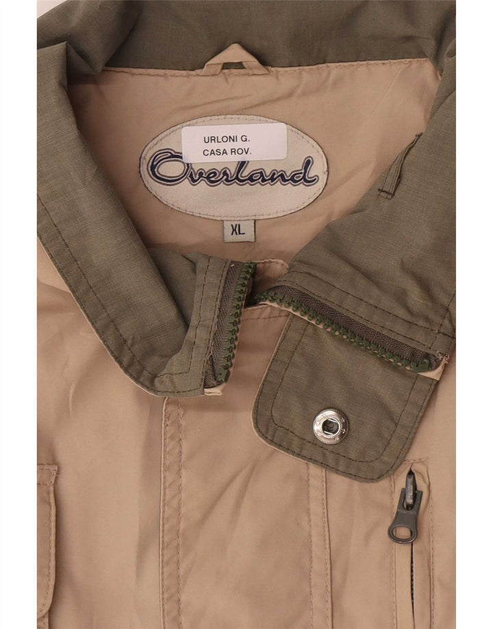 Overland Mens Utility Jacket UK 42 XL Beige Cotton