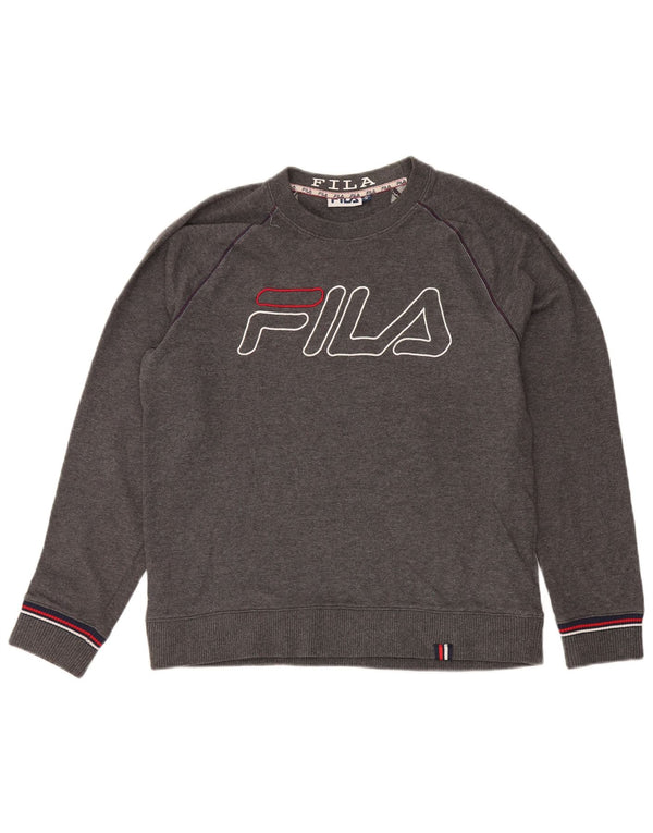 Fila Felpa grafica da uomo Maglione Cotone chiazzato grigio medio