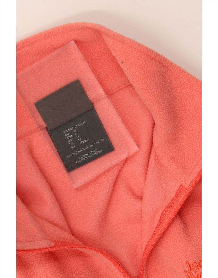 JACK WOLFSKIN Womens Zip Neck Fleece Jumper UK 12 Medium Orange Polyester Vintage Jack Wolfskin and Second-Hand Jack Wolfskin from Messina Hembry 
