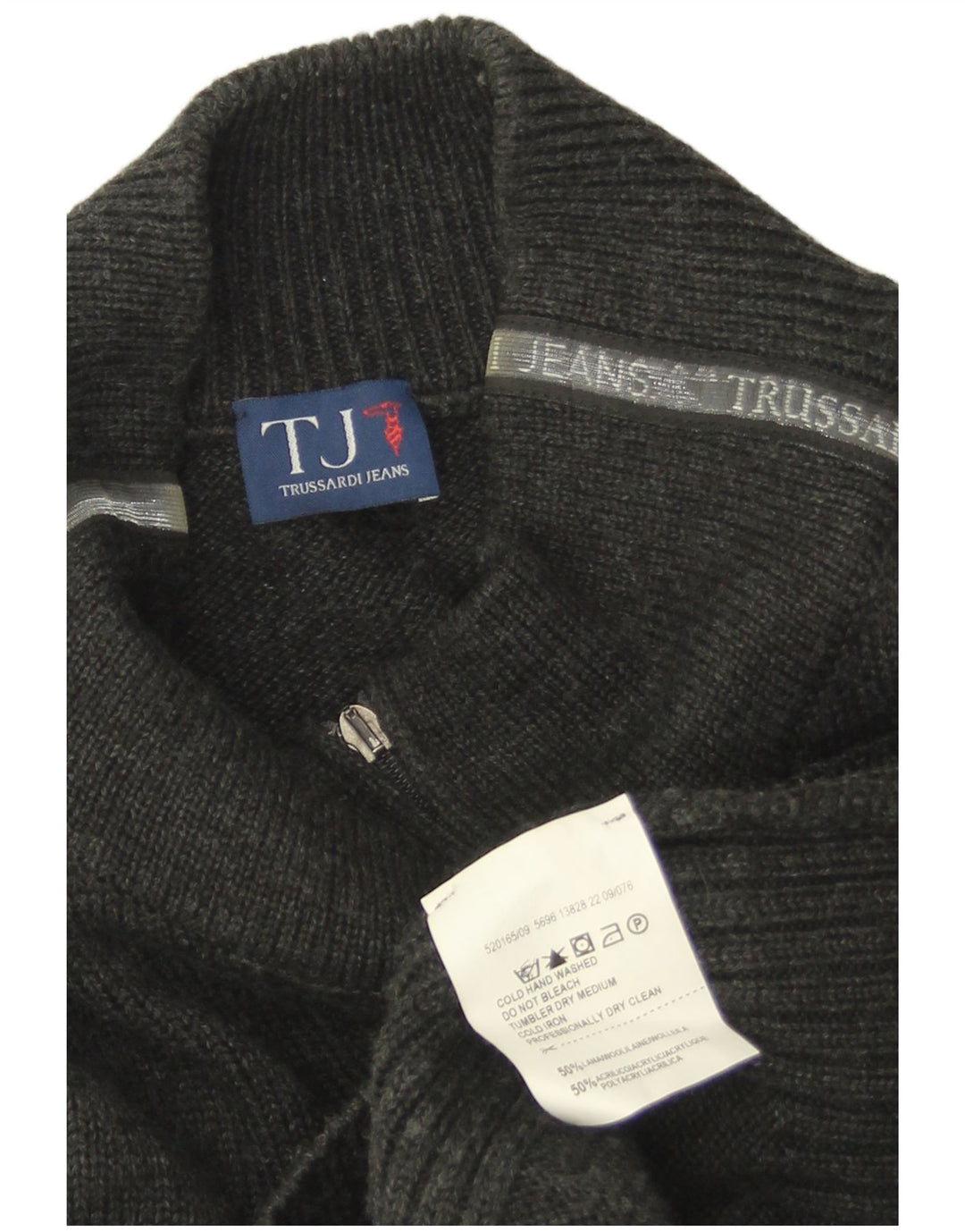 Trussardi Jeans Homme Cardigan Pull Large Gris Laine
