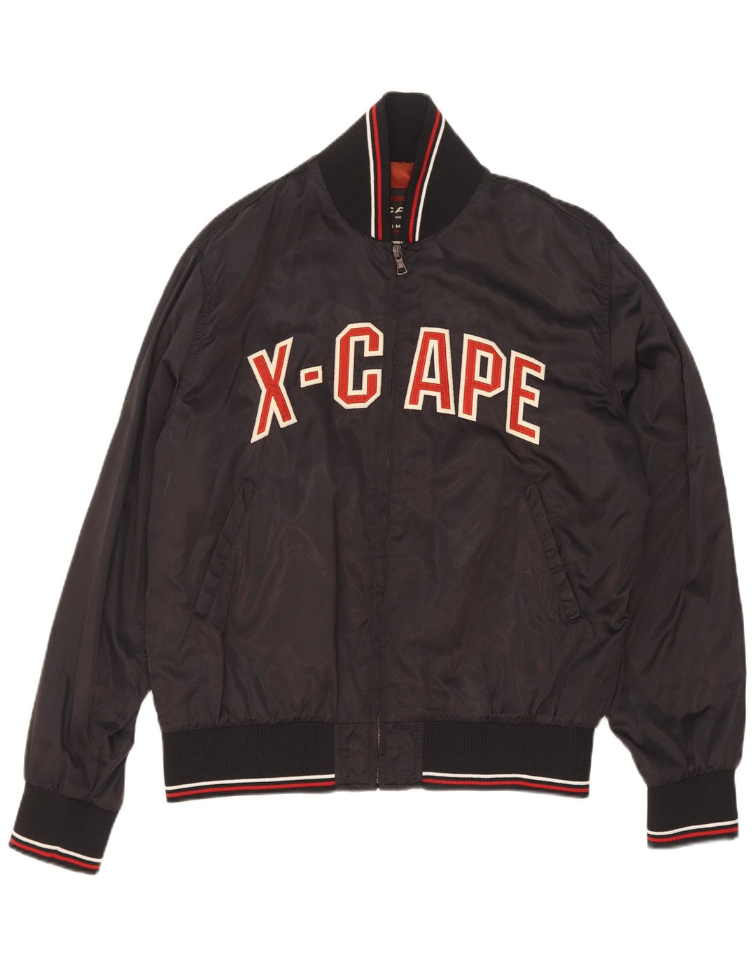 X-Cape Herre Graphic Bomber Jacket UK 40 Large Black Colourblock Polyamid