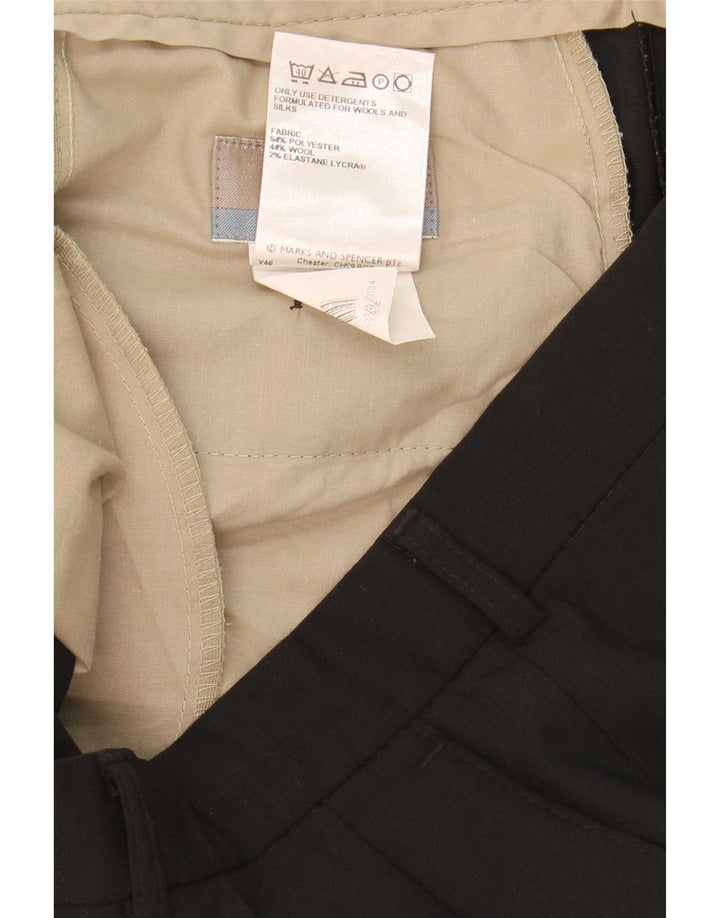 Marks & Spencer Mens Pegged Suit Trousers W34 L33 Black Polyester