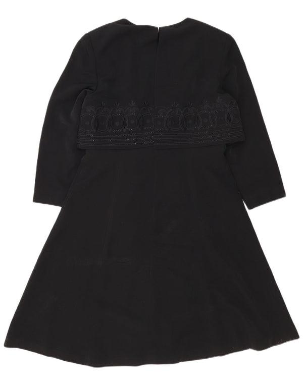 Bagatelle Damen 3/4-Ärmel-A-Linien-Kleid IT 46 Large Schwarz Paisley