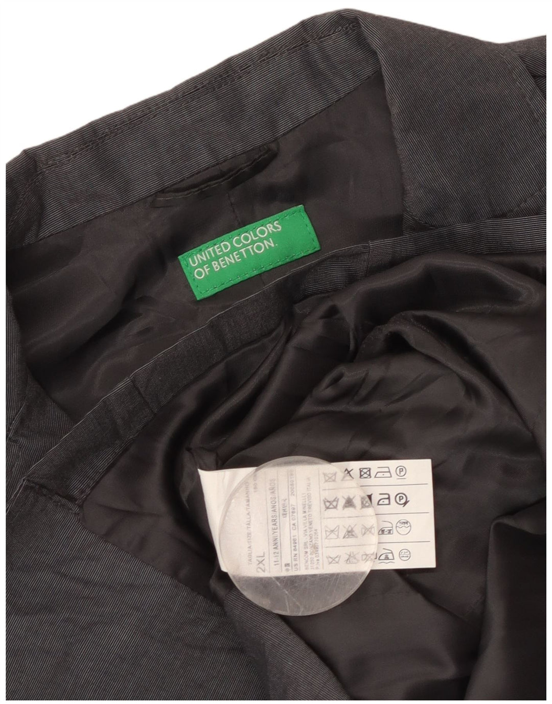 Benetton Boys 3 Button Blazer Jacket 11-12 Years 2XL Grey Cotton