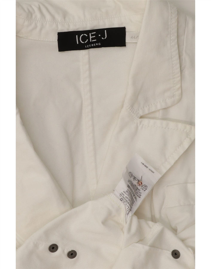 ICEBERG Womens Graphic 2 Button Blazer Jacket UK 12 Medium White