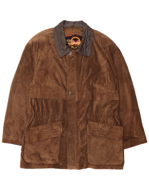 Jaqueta masculina vintage de camurça IT 54 XL couro marrom