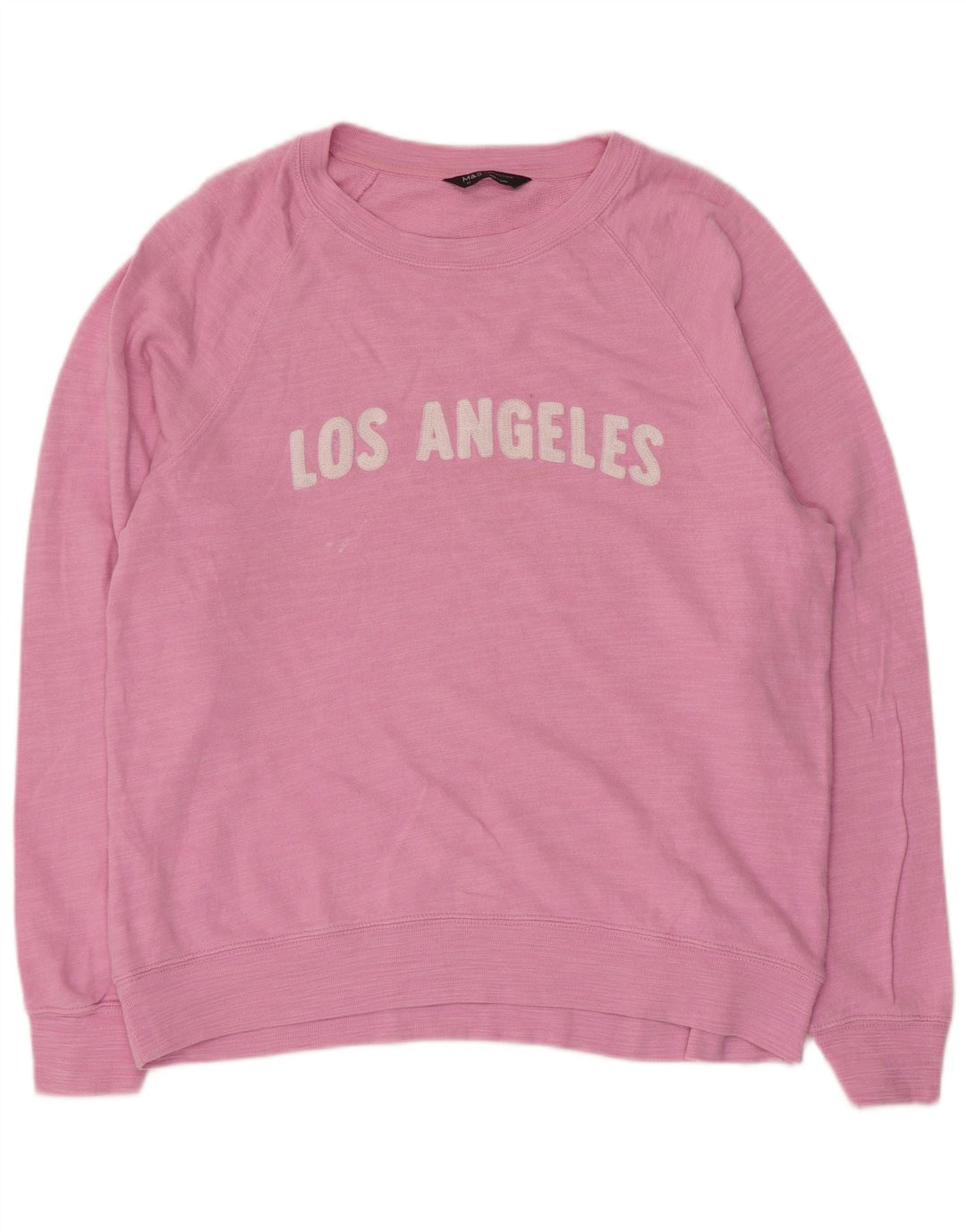 Marks & Spencer Womens Graphic Sweatshirt Jumper UK 12 Medium Pink Flecked