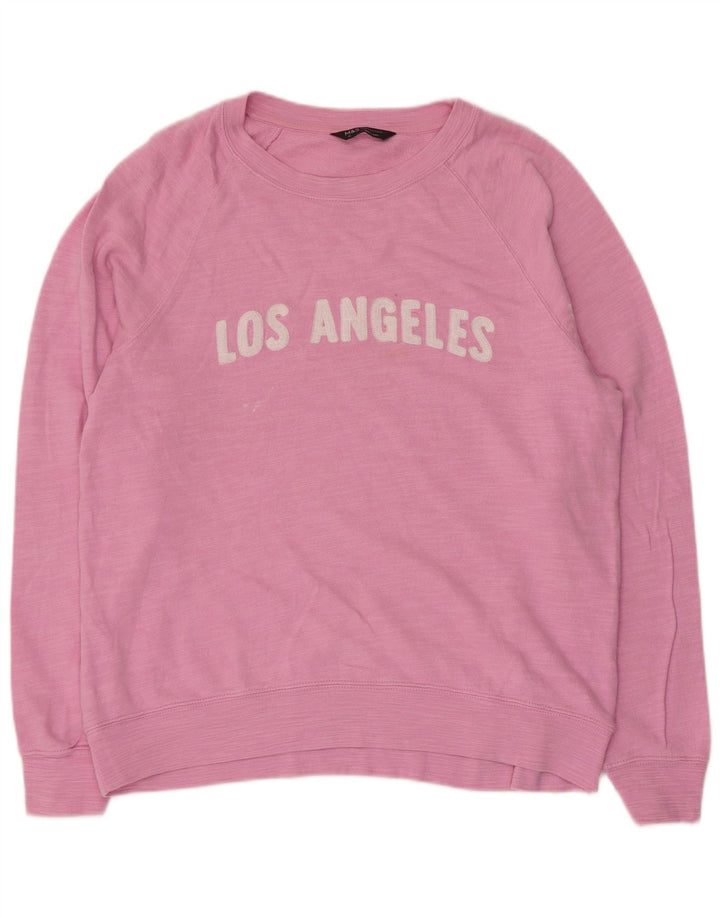 Marks & Spencer Womens Graphic Sweatshirt Jumper UK 12 Medium Pink Flecked