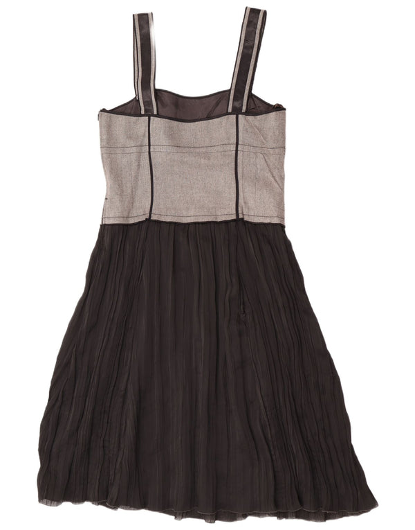 Vintage Womens Slip Dress UK 16 Large Black Colourblock Viscose