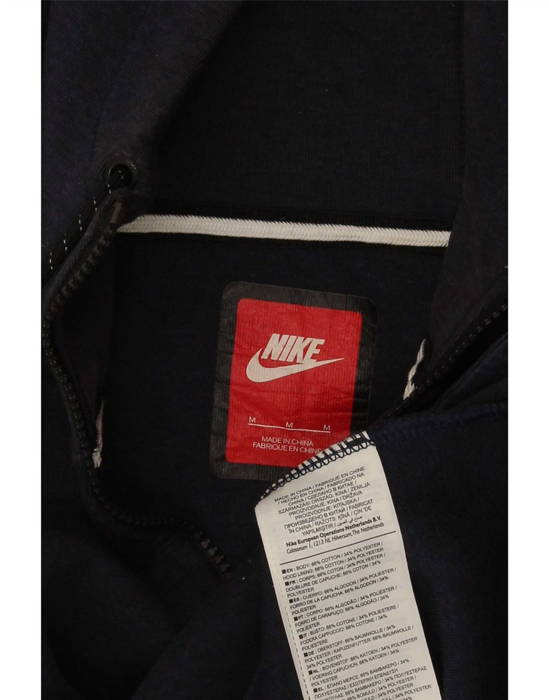 Nike Pull à capuche zippé en coton bleu marine moyen pour homme
