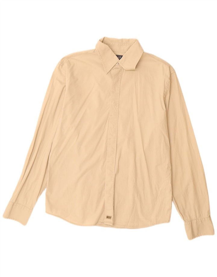 Gas Mens Shirt XL Beige Cotton