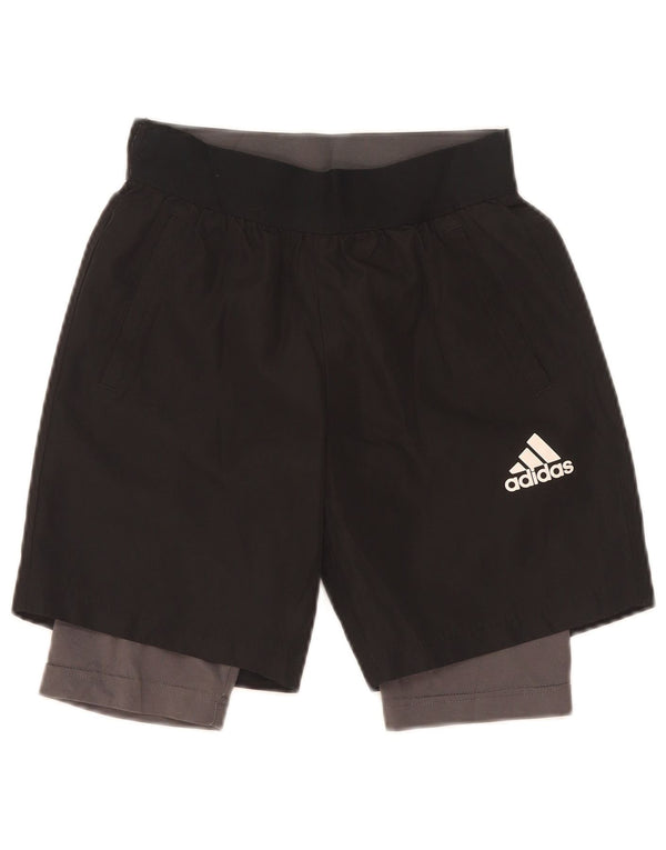 Pantaloncini sportivi Adidas Climalite da ragazzo 9-10 anni piccoli in poliestere nero