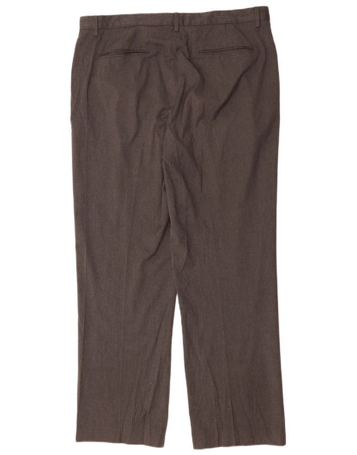 Calvin Klein Mens Straight Chino Trousers W36 L32 Grey Polyester
