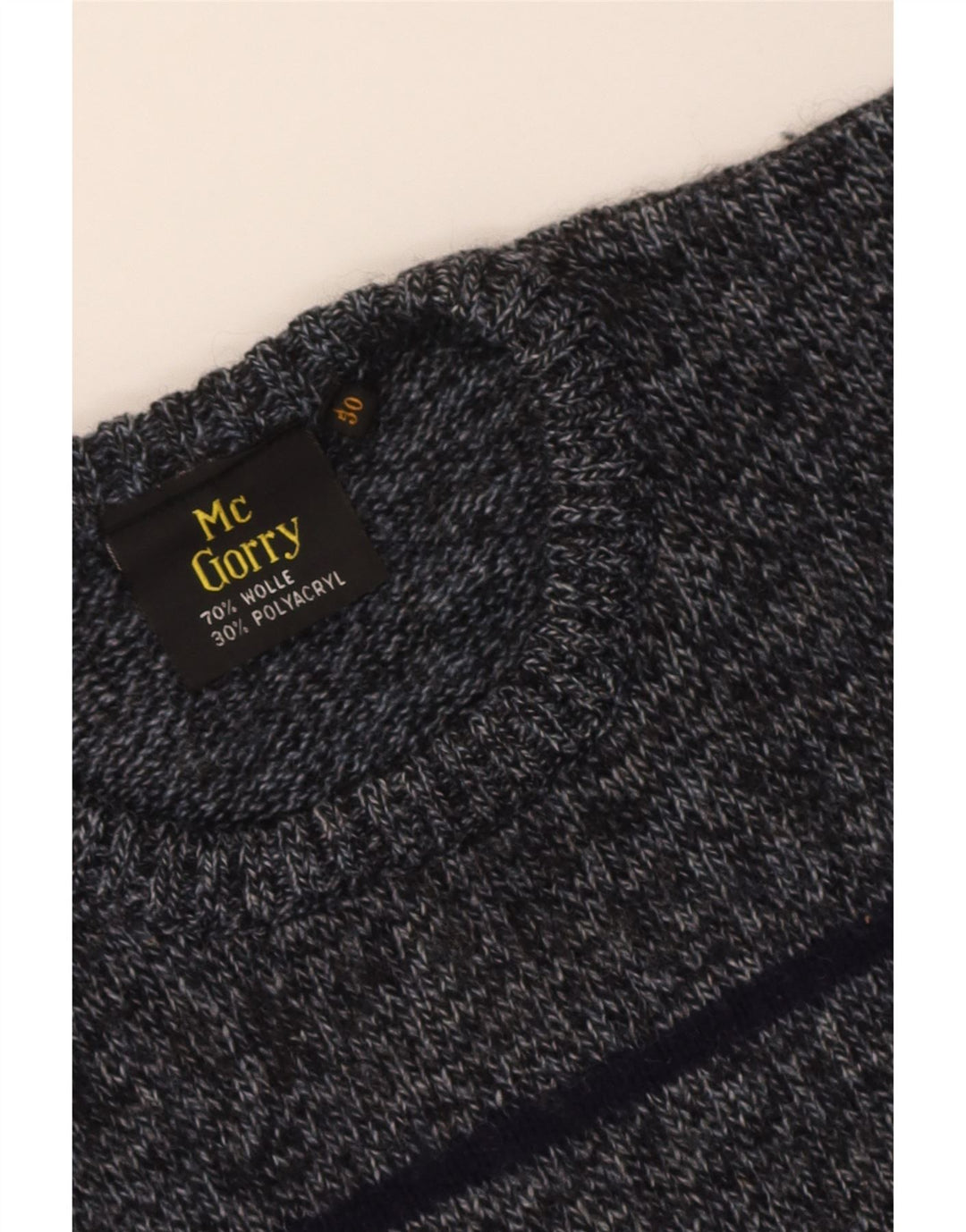 Vintage Mens Crew Neck Jumper Sweater IT 50 Medium Grey Striped Wool