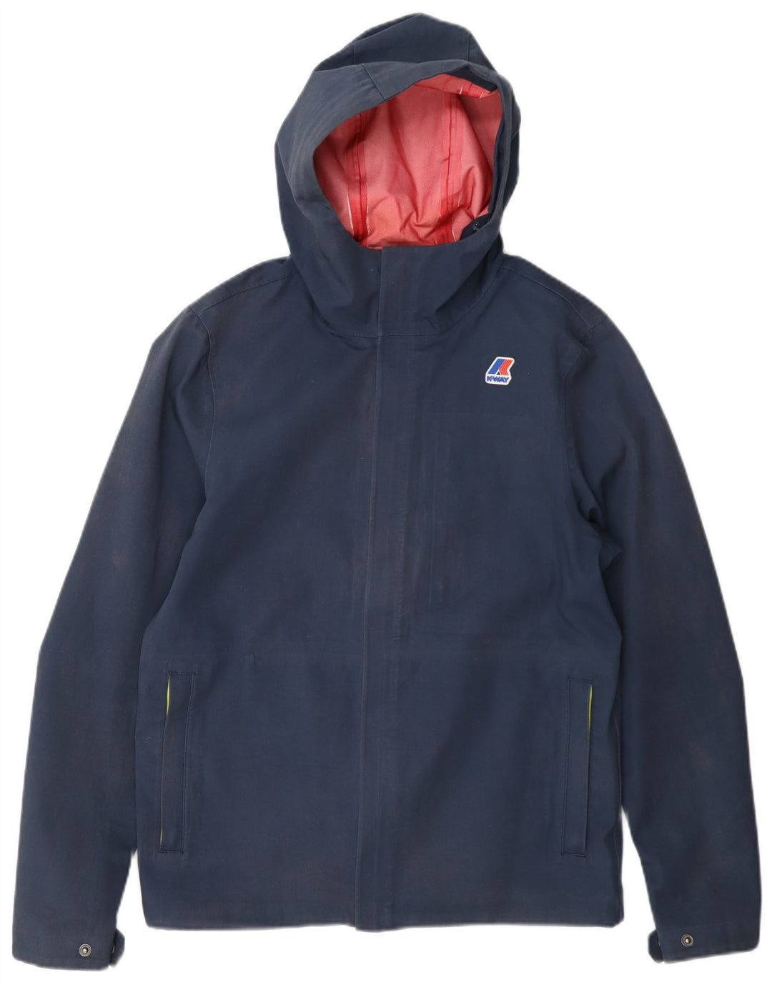 K-Way Mens Hooded Rain Jacket UK 38 Medium Navy Blue Cotton