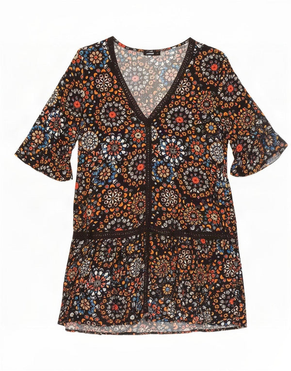 Desigual Abito da spiaggia a maniche corte da donna UK 18 XL multicolore floreale