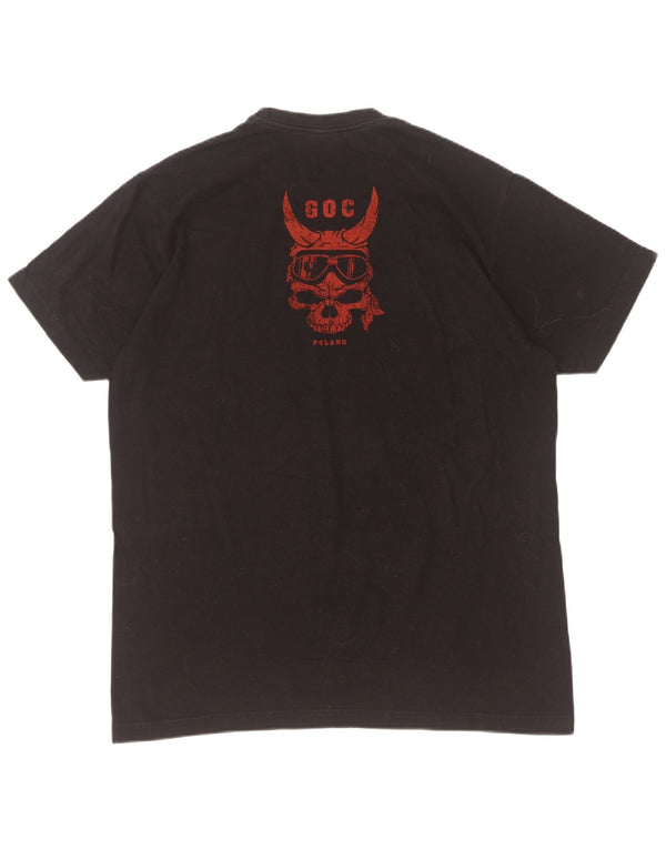 Vintage Herre grafisk T-shirt Top Stor sort bomuld
