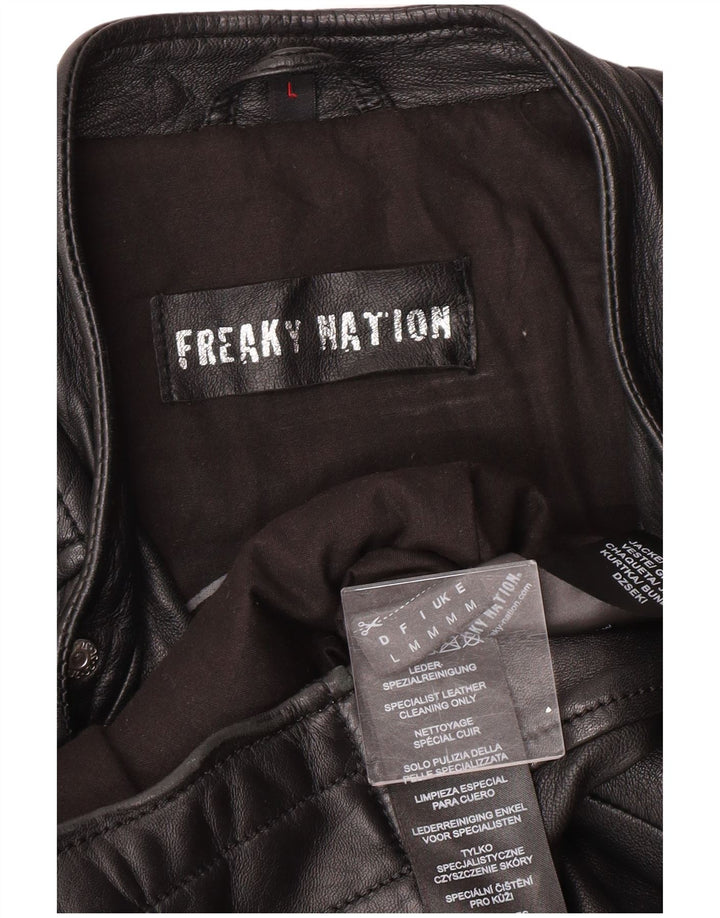 Freaky Nation Ανδρικό Δερμάτινο Μπουφάν Biker UK 38 Μεσαίο Μαύρο Δερμάτινο