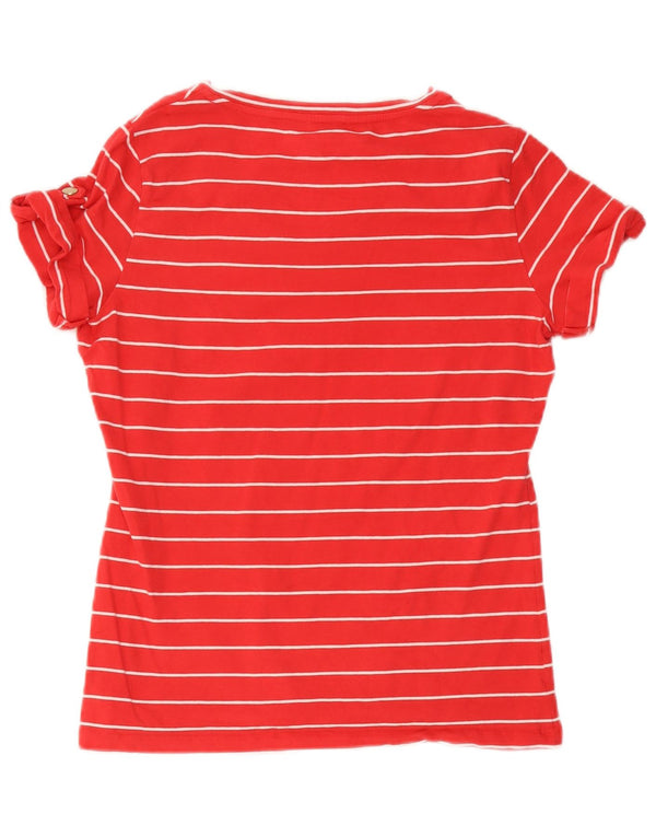 Camiseta feminina Nautica UK 14 algodão listrado vermelho médio
