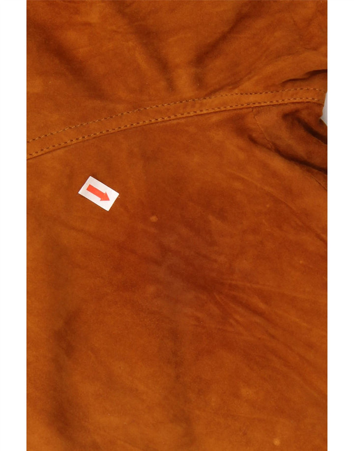Vintage Mens Suede Bomber Jacket IT 52 XL Brown Leather