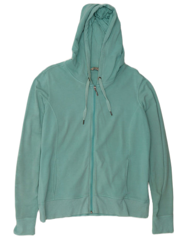 Marks & Spencer Womens Zip Hoodie Sweater UK 16 Large Blue Cotton