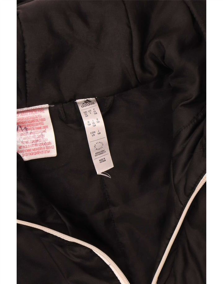 Adidas Boys Hooded Padded Coat 13-14 Years Black Polyester