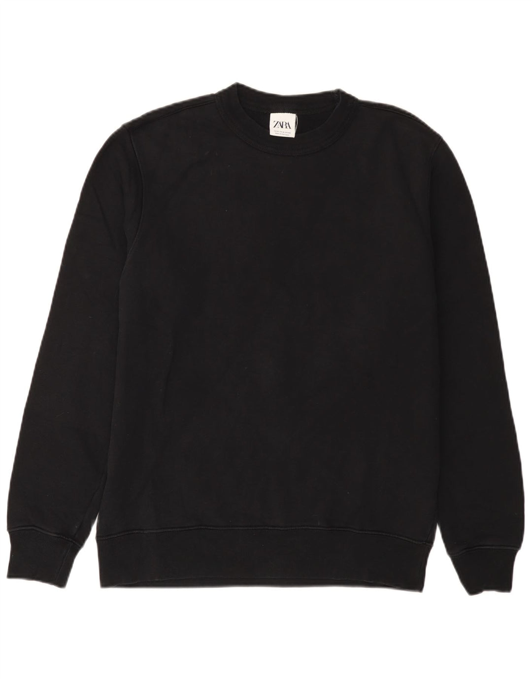 Zara Herren-Sweatshirt-Pullover, mittelschwarz, Baumwolle