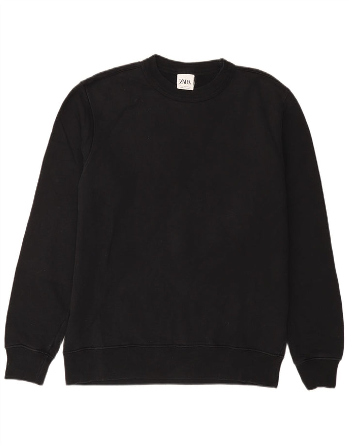 Zara Herren-Sweatshirt-Pullover, mittelschwarz, Baumwolle