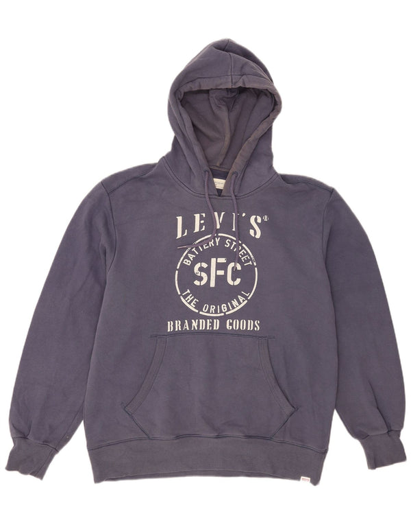 Levi's Felpa con cappuccio da uomo con vestibilità grafica standard, grande, in cotone blu navy