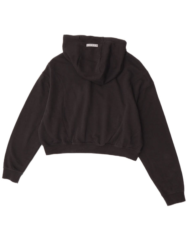 Nike Dame Air Crop Oversized hættetrøje Jumper UK 10 Lille sort bomuld
