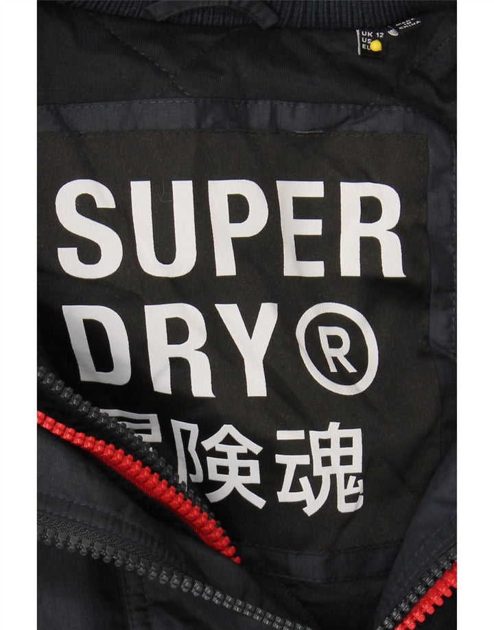 SUPERDRY Womens Hooded Windbreaker Jacket UK 12 Medium  Navy Blue Vintage Superdry and Second-Hand Superdry from Messina Hembry 