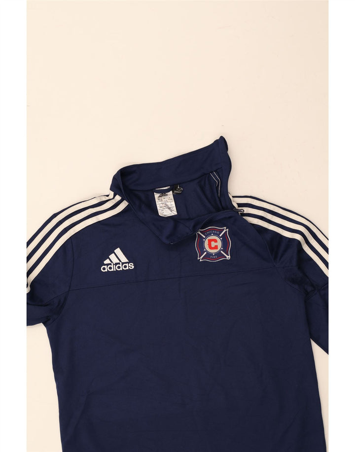 ADIDAS Boys Chicago Zip Neck Pullover Tracksuit Top 13-14 Years Navy Blue Vintage Adidas and Second-Hand Adidas from Messina Hembry 