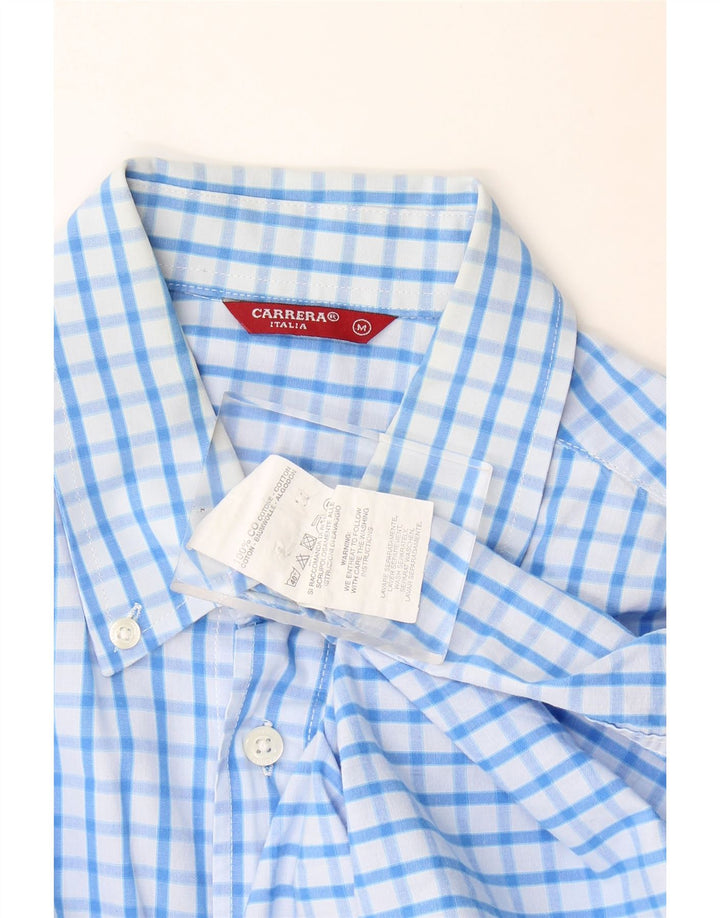Carrera Mens Shirt Medium Blue Check Cotton