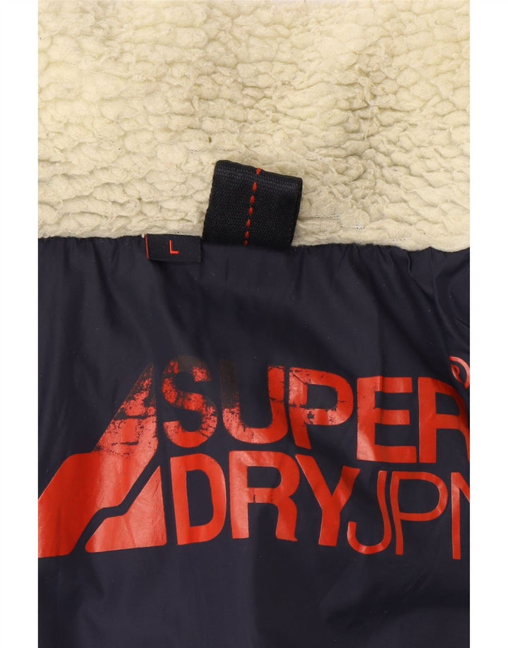 Superdry Mens Graphic Padded Jacket UK 40 Large Navy Blue Nylon