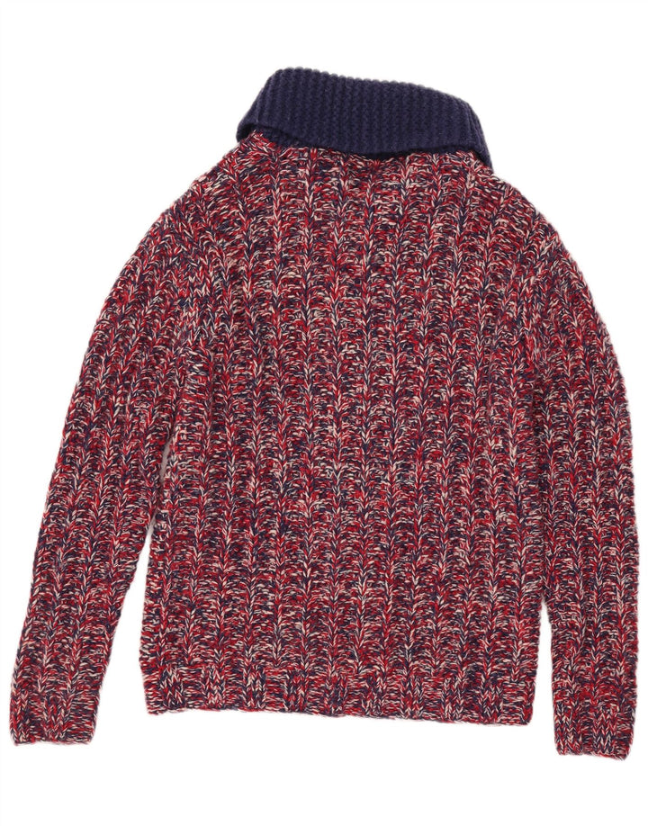 Vintage Mens Cardigan Sweater Small Red Flecked Wool